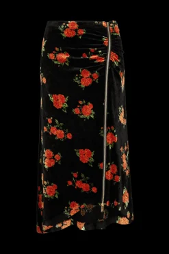 Hot Asymmetric Velvet Jacquard Midi Skirt Women Skirts