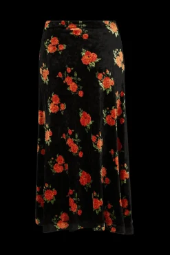 Hot Asymmetric Velvet Jacquard Midi Skirt Women Skirts