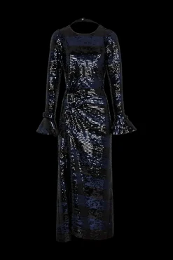 Hot Backless Striped Sequin Maxi Dress Women Long Dresses
