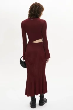 New Bell Sleeve Crew-Neck Dress Women Long Dresses