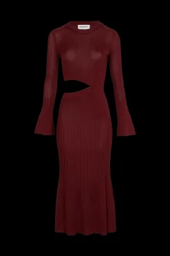 New Bell Sleeve Crew-Neck Dress Women Long Dresses