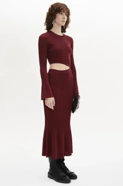 New Bell Sleeve Crew-Neck Dress Women Long Dresses