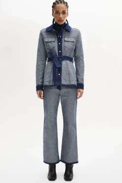 Clearance Belted Denim Jacket Women Jackets