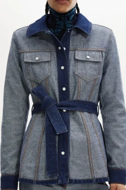 Clearance Belted Denim Jacket Women Jackets