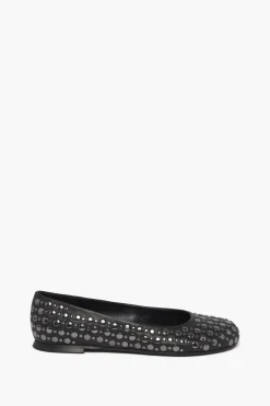 Online Black Leather Ballerinas With Studs Women Accessories