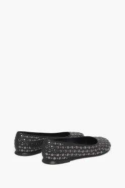 Online Black Leather Ballerinas With Studs Women Accessories