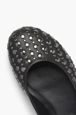 Online Black Leather Ballerinas With Studs Women Accessories
