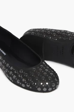 Online Black Leather Ballerinas With Studs Women Accessories