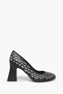 Black Leather Pumps With Studs Women Accessories