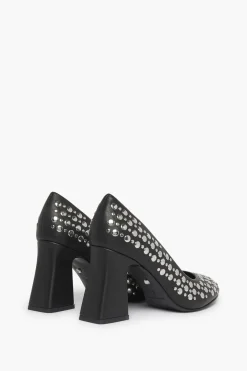 Black Leather Pumps With Studs Women Accessories