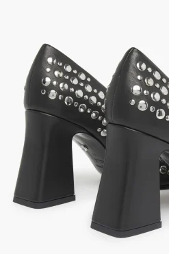 Black Leather Pumps With Studs Women Accessories