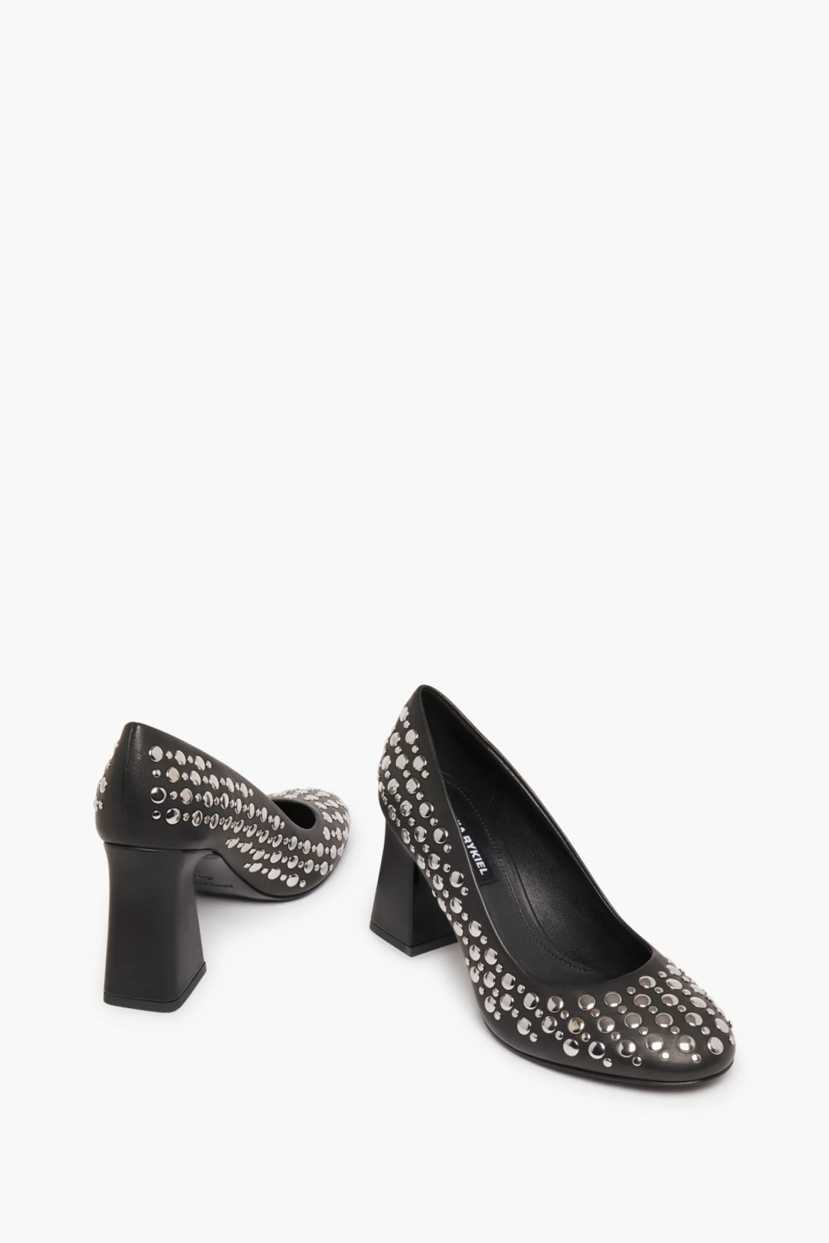 Black Leather Pumps With Studs Women Accessories