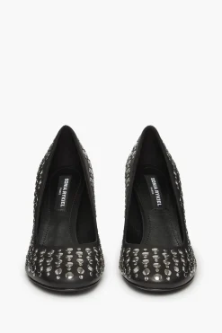 Black Leather Pumps With Studs Women Accessories