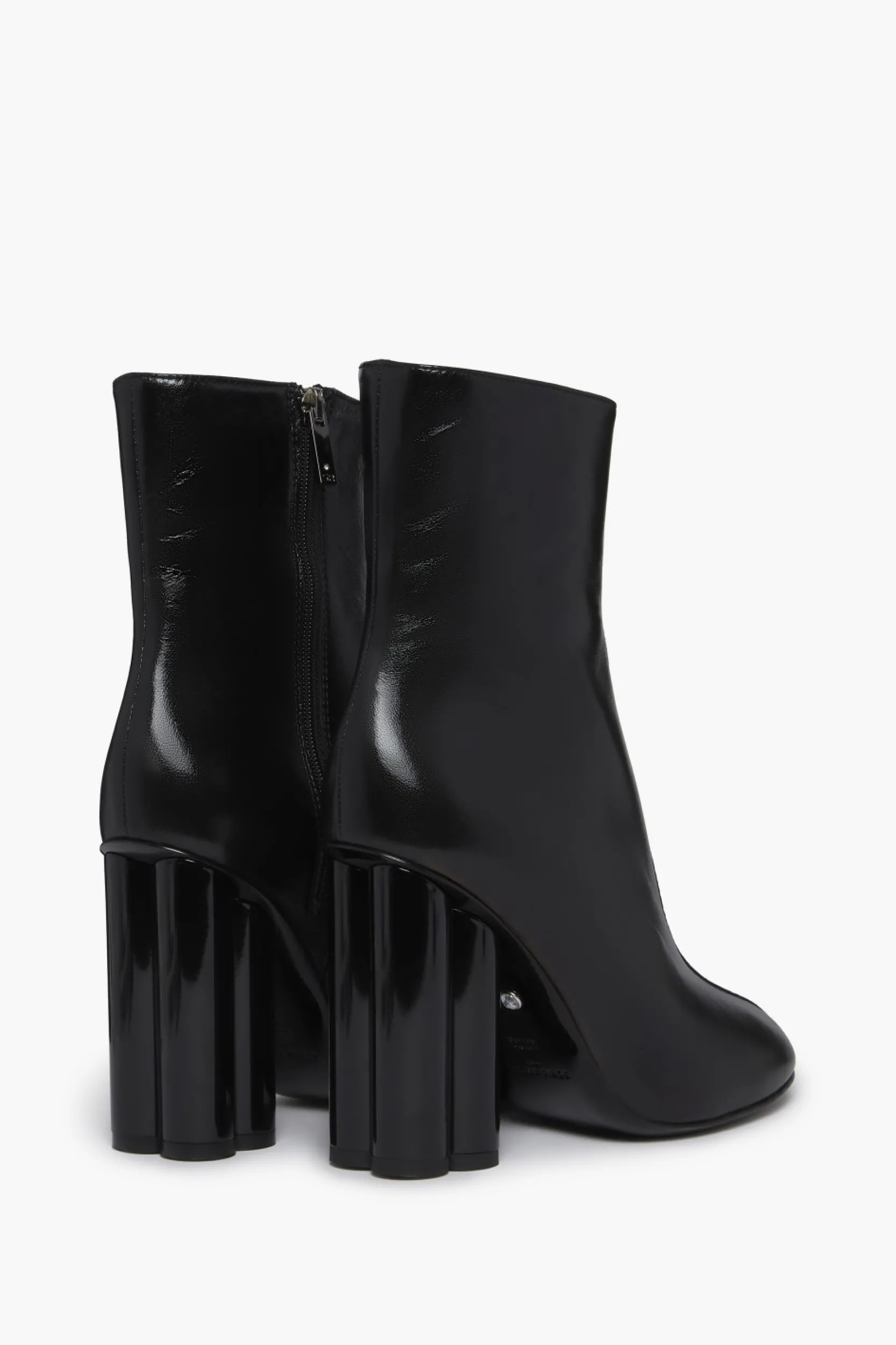 Sale Black Metallic Leather Ankle Boots Women Accessories