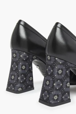 Online Black Metallic Leather Loafer Pumps Women Accessories