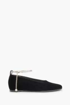 Outlet Black Velvet Anklet Ballerinas Women Accessories