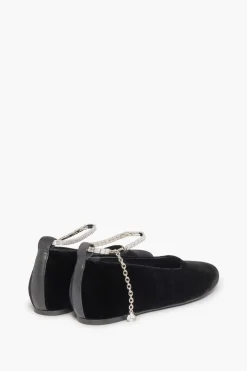 Outlet Black Velvet Anklet Ballerinas Women Accessories