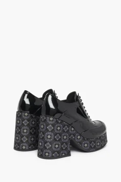 New Black Vinyl Lace Shoes Women Accessories