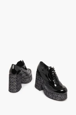 New Black Vinyl Lace Shoes Women Accessories