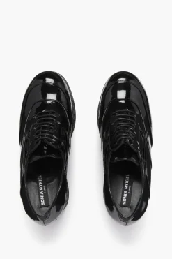 New Black Vinyl Lace Shoes Women Accessories