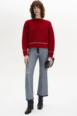 Hot Boat-Neck Jumper With Curved Long Sleeves Women Sweaters