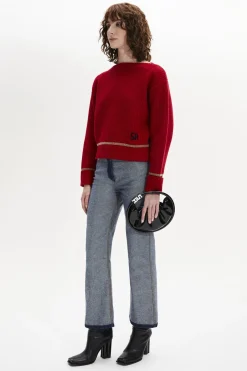 Hot Boat-Neck Jumper With Curved Long Sleeves Women Sweaters