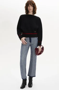 Online Boat-Neck Jumper With Curved Long Sleeves Women Sweaters
