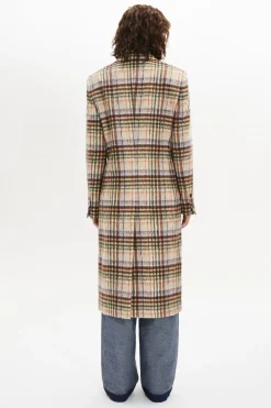 Discount Brushed Wool Tartan Coat Women Coats