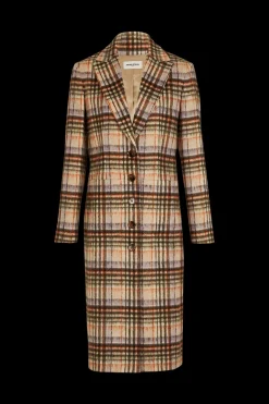 Discount Brushed Wool Tartan Coat Women Coats