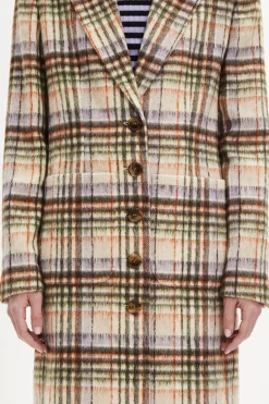 Discount Brushed Wool Tartan Coat Women Coats