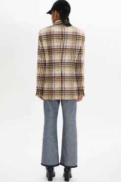 Online Brushed Wool Tartan Oversized Jacket Women Jackets