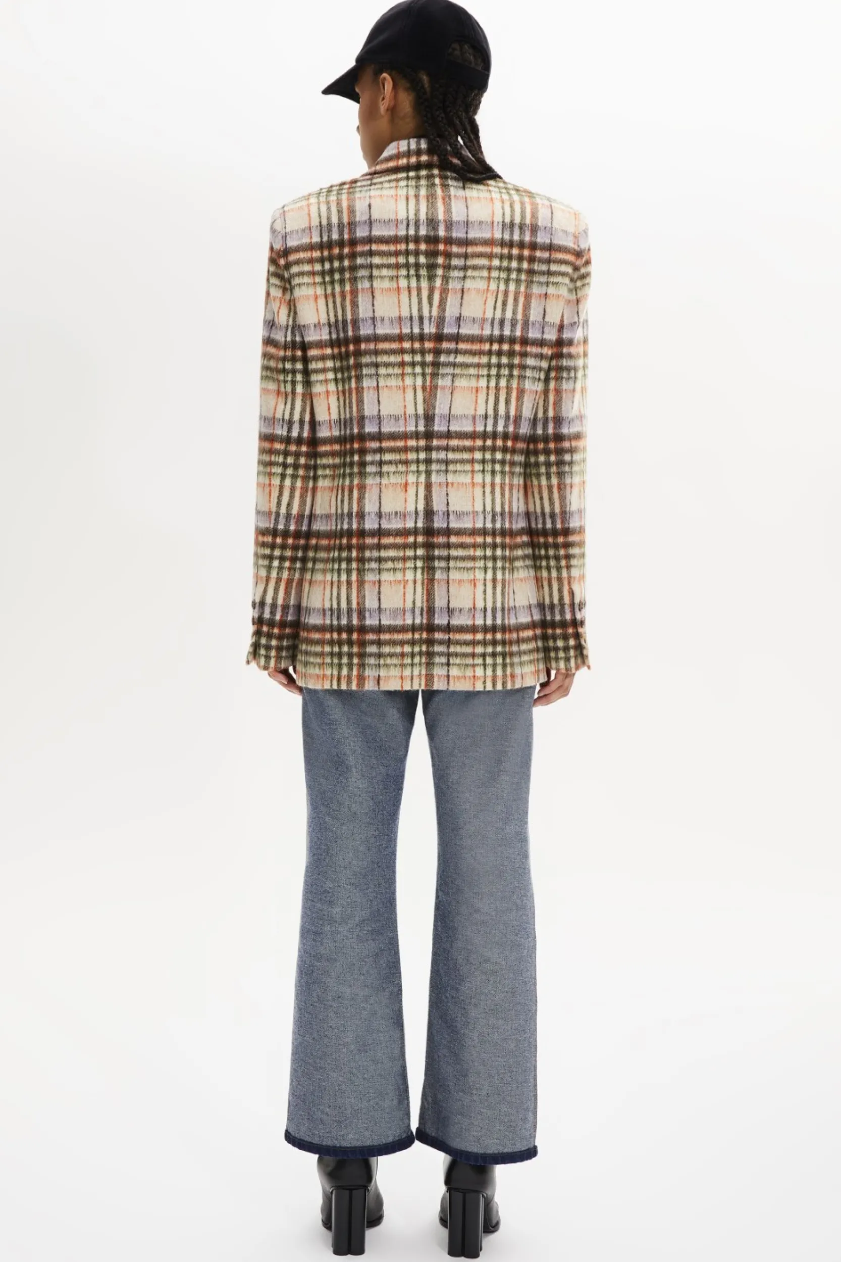 Online Brushed Wool Tartan Oversized Jacket Women Jackets