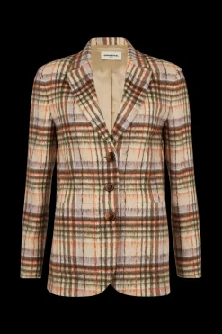 Online Brushed Wool Tartan Oversized Jacket Women Jackets