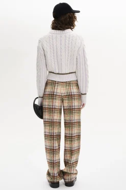 New Brushed Wool Tartan Trousers Women Trousers And Denim