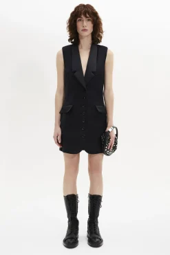 Clearance Cool Wool Sleeveless Tailored Dress Women Short Dresses