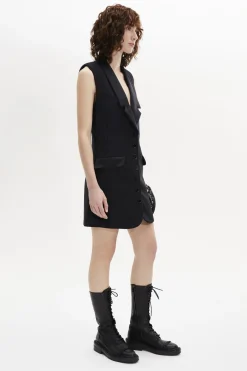 Clearance Cool Wool Sleeveless Tailored Dress Women Short Dresses
