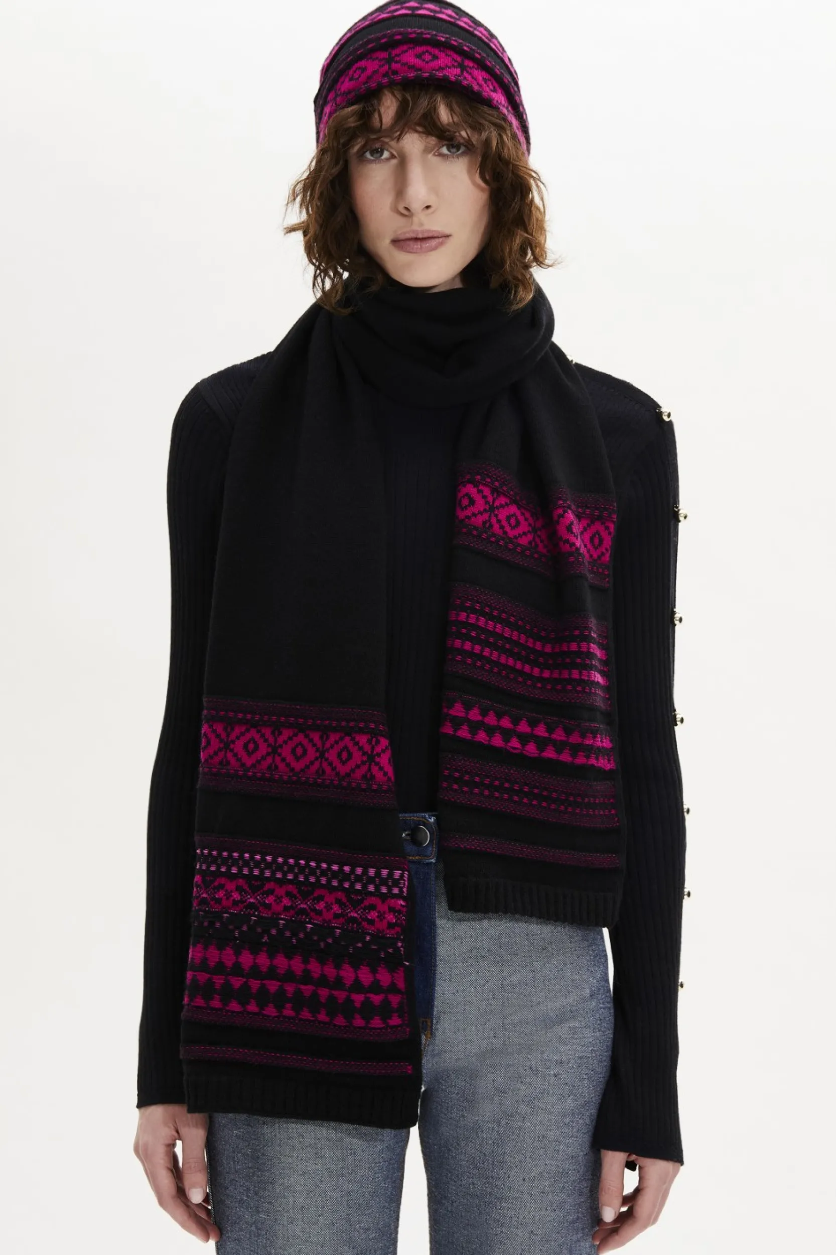 Fair Isle Long Scarf Women Accessories