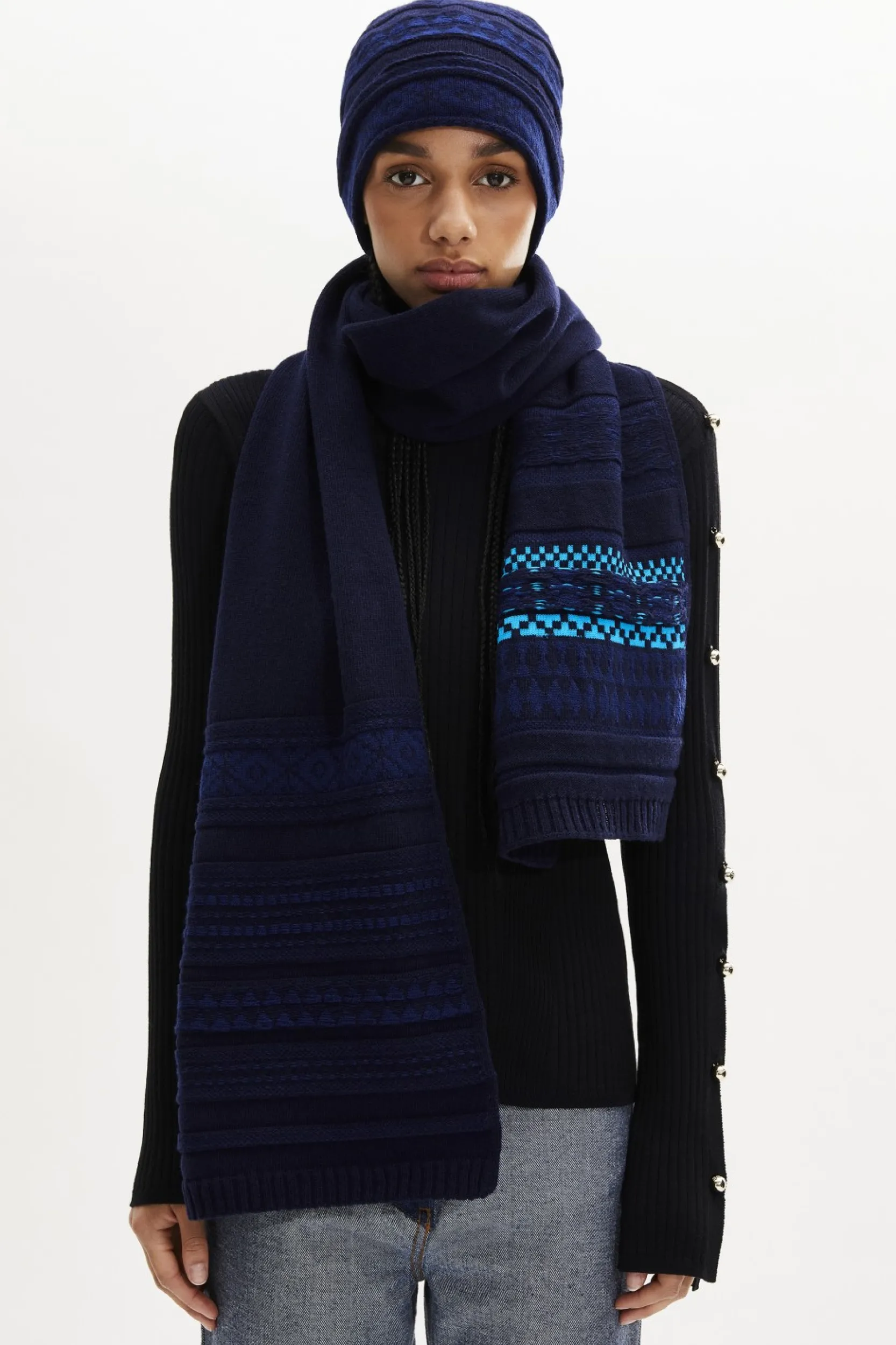 Outlet Fair Isle Long Scarf Women Accessories