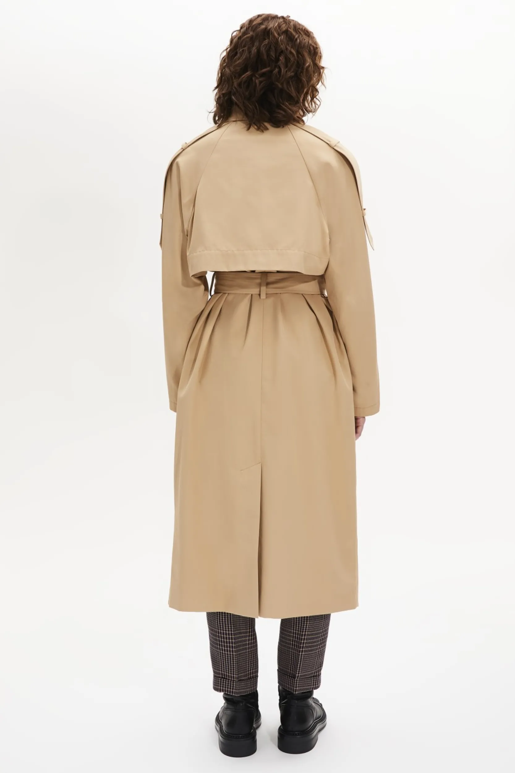 Gabardine Belted Trench Coat Women Coats