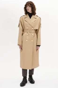 Gabardine Belted Trench Coat Women Coats