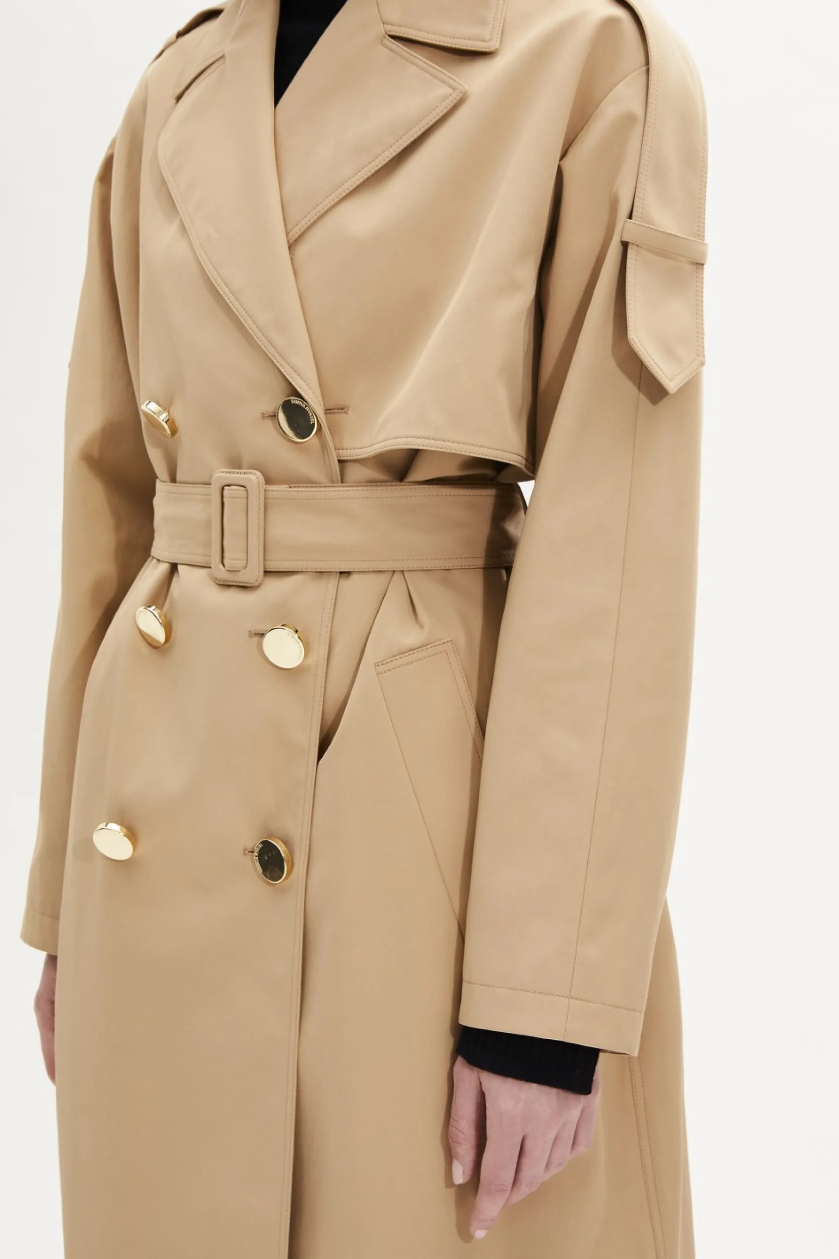 Gabardine Belted Trench Coat Women Coats