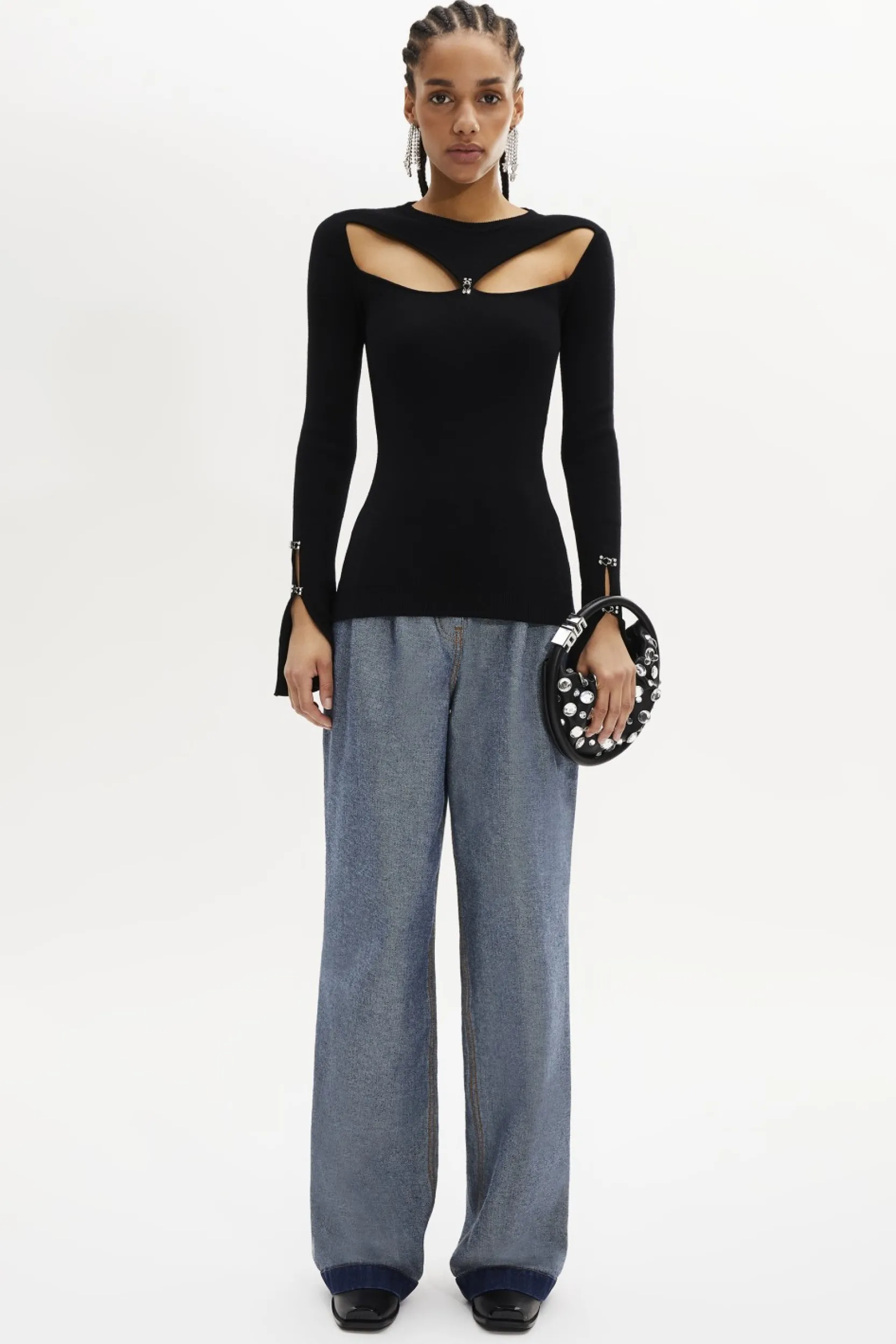 Online Jumper With Rhinestone Fastenings Women Sweaters