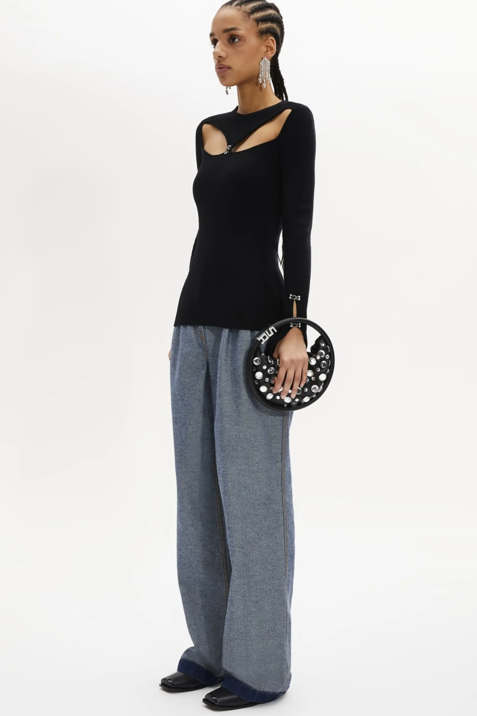 Online Jumper With Rhinestone Fastenings Women Sweaters