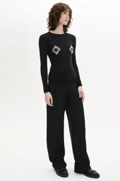 Clearance Knitted Jumper Rhinestone Motif Women Sweaters