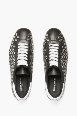 Online Leather Studded Sneakers Women Accessories