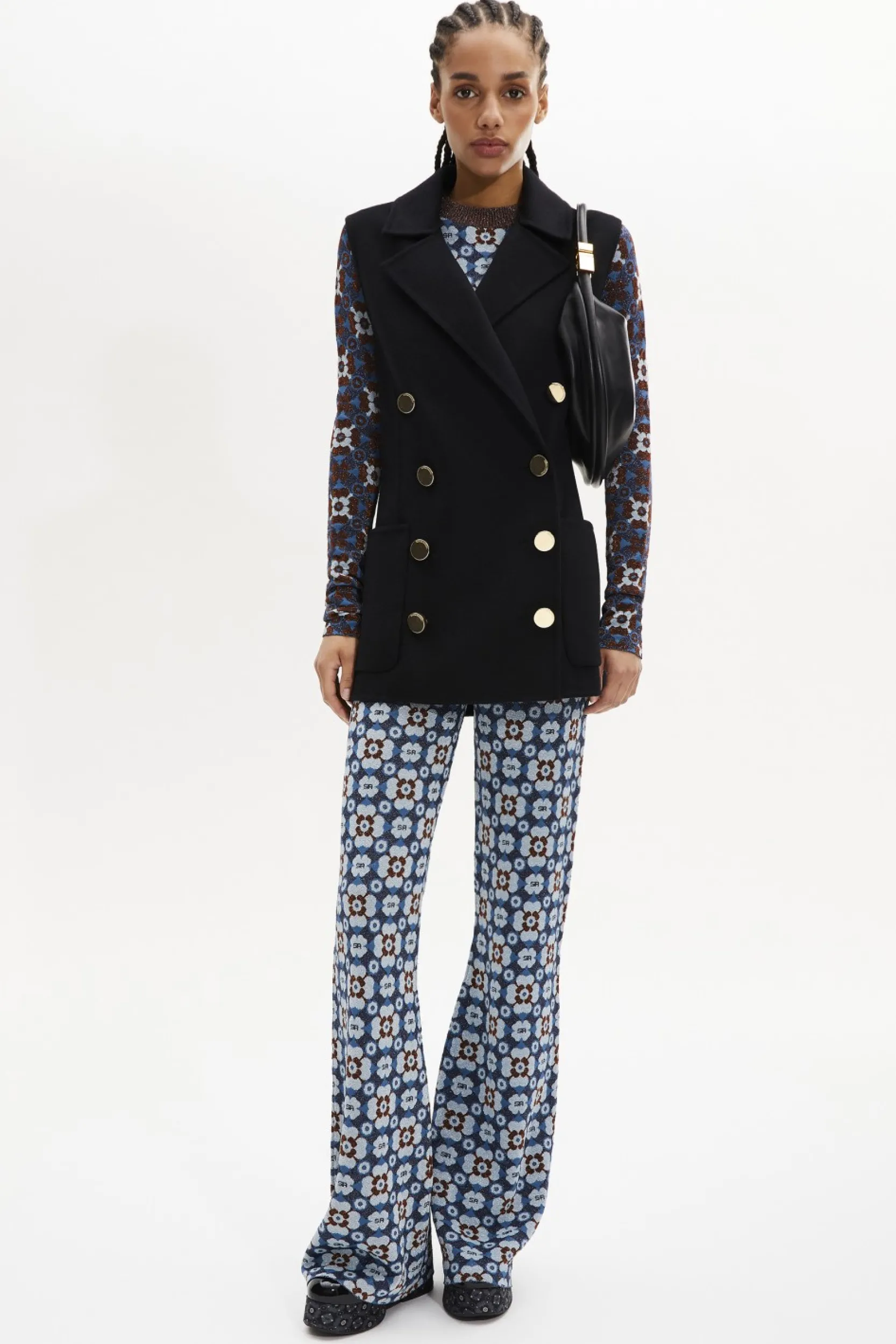 Sale Longline Double-Breasted Sleeveless Waistcoat In Double-Sided Wool Women Coats