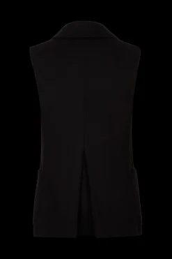 Sale Longline Double-Breasted Sleeveless Waistcoat In Double-Sided Wool Women Coats