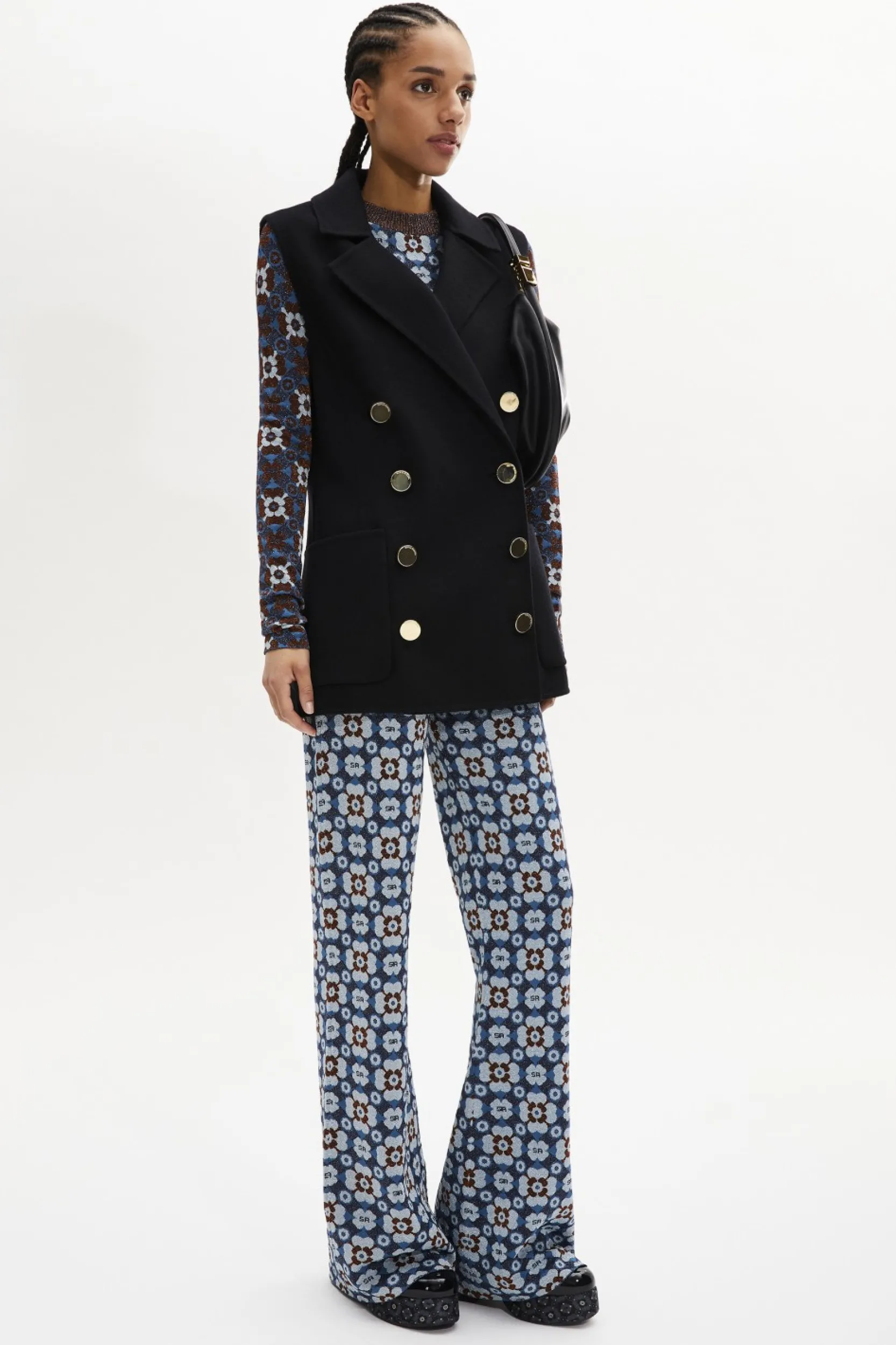 Sale Longline Double-Breasted Sleeveless Waistcoat In Double-Sided Wool Women Coats