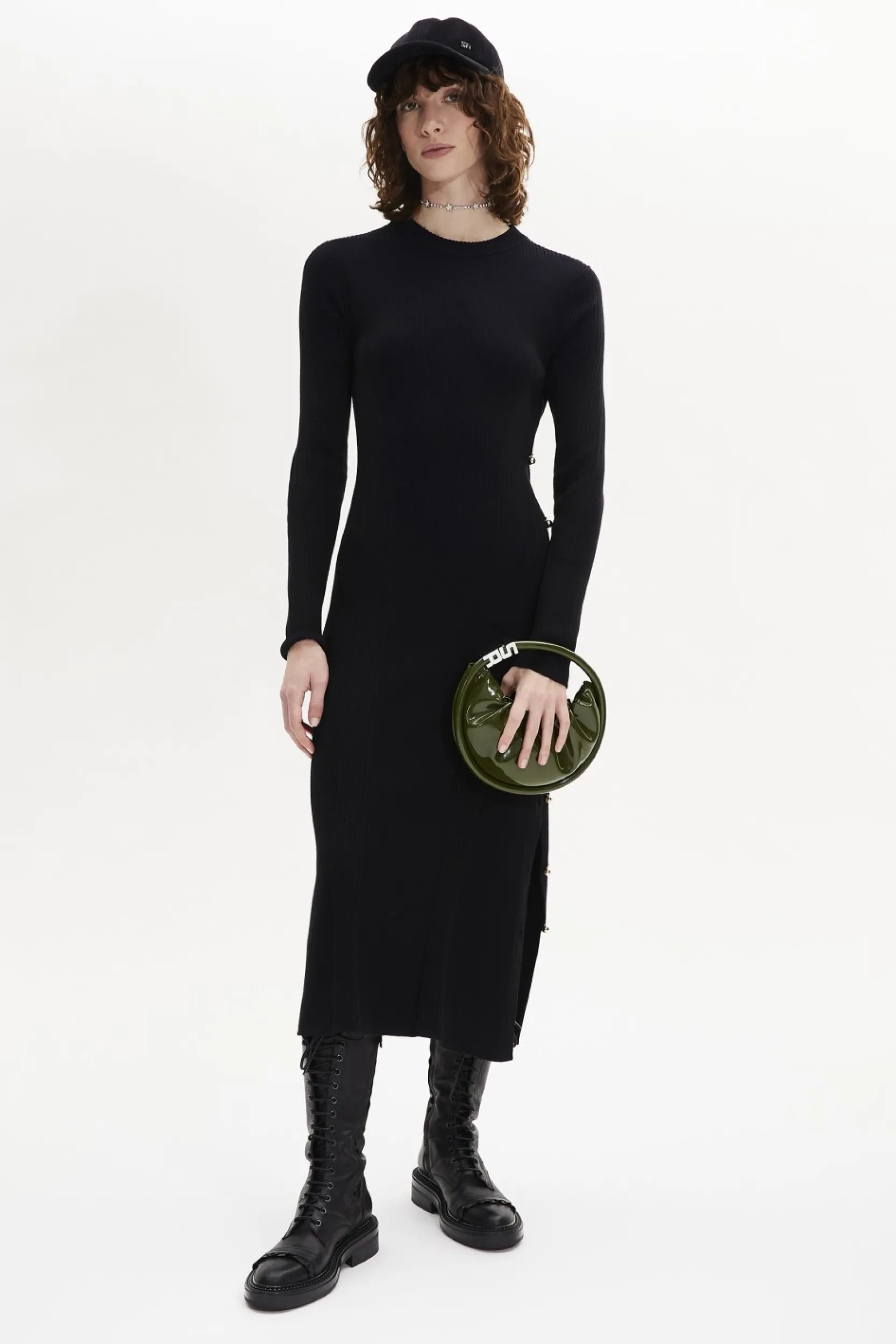 Long-Sleeved Crew-Neck Dress Women Long Dresses
