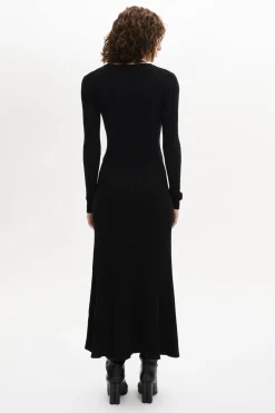 Long-Sleeved Crew-Neck Dress Women Long Dresses